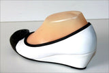 MAM'ZELLE Escarpins Cuir Elastiqué Noir et Blanc Talons Compensés T 37 TBE