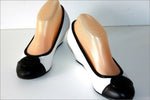 MAM'ZELLE Escarpins Cuir Elastiqué Noir et Blanc Talons Compensés T 37 TBE
