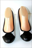 MAM'ZELLE Escarpins Cuir Elastiqué Noir et Blanc Talons Compensés T 37 TBE