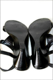 SAN MARINA Sandales Tout Cuir Noir Talons Compensés T 40 TBE
