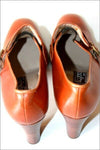 FILOGRANA OF MILANO Escarpins Vintage Tout Cuir Marron Caramel T 38.5 TBE