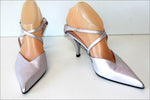 SAN MARINA Escarpins Ouverts Pointus Cuir Rose Nacré Doublés Cuir T 39 TBE