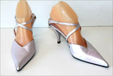 SAN MARINA Escarpins Ouverts Pointus Cuir Rose Nacré Doublés Cuir T 39 TBE