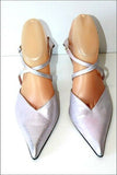 SAN MARINA Escarpins Ouverts Pointus Cuir Rose Nacré Doublés Cuir T 39 TBE