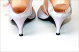 SAN MARINA Escarpins Ouverts Pointus Cuir Rose Nacré Doublés Cuir T 39 TBE