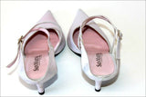SAN MARINA Escarpins Ouverts Pointus Cuir Rose Nacré Doublés Cuir T 39 TBE