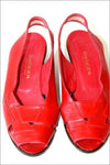 BALIZZA Sandales Vintages Tout Cuir Rouge Petits Talons T 38 BE