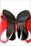 BALIZZA Sandales Vintages Tout Cuir Rouge Petits Talons T 38 BE