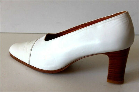 MINE DE RIEN Escarpins à Talons Tout Cuir Blanc T 39.5 TTBE