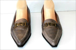 HEYRAUD Escarpins Pointus Cuir Marron Taupe Nuancé T 39.5 TBE