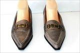 HEYRAUD Escarpins Pointus Cuir Marron Taupe Nuancé T 39.5 TBE