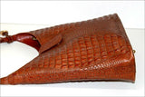 BRAHIM Sac Cabas Cuir Croco Véritable Marron Porté Epaule TTBE