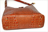 BRAHIM Sac Cabas Cuir Croco Véritable Marron Porté Epaule TTBE