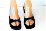SAN MARINA Nu Pieds Cuir Façon Autruche Bleu Pétrole T 37 TTBE
