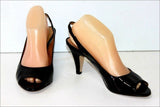 PACO HERRERO Escarpins Ouverts Cuir Vernis Noir T 40 TBE