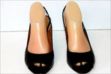 PACO HERRERO Escarpins Ouverts Cuir Vernis Noir T 40 TBE