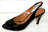 PACO HERRERO Escarpins Ouverts Cuir Vernis Noir T 40 TBE