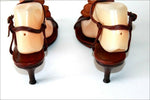 SAN MARINA  Sandales Tout Cuir Marron Motifs Fleurs Cuir T 39 TBE