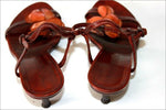 SAN MARINA  Sandales Tout Cuir Marron Motifs Fleurs Cuir T 39 TBE
