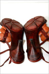 SAN MARINA  Sandales Tout Cuir Marron Motifs Fleurs Cuir T 39 TBE
