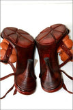 SAN MARINA  Sandales Tout Cuir Marron Motifs Fleurs Cuir T 39 TBE
