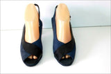 TED LAPIDUS Escarpins Ouverts Cuir Bleu Doublés Cuir T 39 TBE