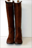 REQINS Bottes Cavalières Daim Marron Foncé Doublées Cuir T 40 TBE