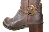 SPIRAL Bottes Cuir Teinte Prune Foncée Doublées Cuir Bouts Ronds T 36 TTBE