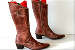 SPIRAL Mi Bottes Pointues Cuir Marron Nuancé T 38 BE