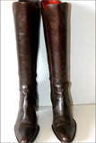 MURATTI Bottes à Talons Cuir Marron foncé Bandes Elastiquées T 39 TBE