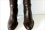 MURATTI Bottes à Talons Cuir Marron foncé Bandes Elastiquées T 39 TBE