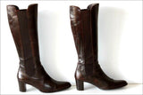 MURATTI Bottes à Talons Cuir Marron foncé Bandes Elastiquées T 39 TBE