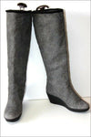Bottes Compensées Cuir Souple Epais Gris chiné Doublées Cuir T 38 TTBE