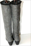 Bottes Compensées Cuir Souple Epais Gris chiné Doublées Cuir T 38 TTBE