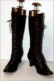 KARSTON Mi Bottes à Lacets Cuir Marron Foncé Talons Bobines T 41 BE