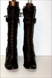 KARSTON Mi Bottes à Lacets Cuir Marron Foncé Talons Bobines T 41 BE