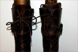 KARSTON Mi Bottes à Lacets Cuir Marron Foncé Talons Bobines T 41 BE