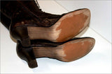 KARSTON Mi Bottes à Lacets Cuir Marron Foncé Talons Bobines T 41 BE