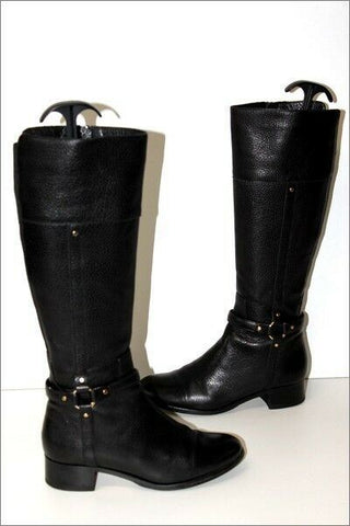 CHARLES KAMMER Bottes Cuir Grainé Noir Bandes Elastiquées T 35.5 TBE