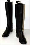 CHARLES KAMMER Bottes Cuir Grainé Noir Bandes Elastiquées T 35.5 TBE