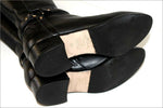 CHARLES KAMMER Bottes Cuir Grainé Noir Bandes Elastiquées T 35.5 TBE