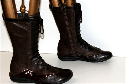 SAIMON Bottines Cuir Souple Marron Foncé Doublées Cuir T 39 TBE