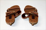 ACCESSOIRE DIFFUSION Mules Cuir Marron et Bois Verni T 37 TTBE