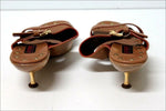 ACCESSOIRE DIFFUSION Mules Cuir Marron et Bois Verni T 37 TTBE