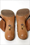 ACCESSOIRE DIFFUSION Mules Cuir Marron et Bois Verni T 37 TTBE