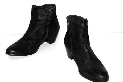 JONAK Bottines Boots Croute de Cuir  Noir Doublées Cuir Doubles Zips T 41 TBE