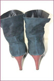 PROMOD Bottines Boots à Talons Cuir Bleu Pétrole et Noir Revers T 39 TBE