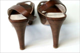 PARALLELE Escarpins Ouverts Tout Cuir Marron Hauts Talons T 5.5 / 38.5 TTBE