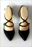 SAN MARINA Escarpins Cuir Noir Doublées Cuir Talons Aiguilles T 36 TBE