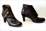 Bottines Boots Vintage cuir Façon Reptile Cognac T 35 TTBE